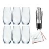 Riedel O Wine Tumbler Champagne (Set of 6) Wine Stopper and Cloth Bundle