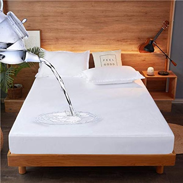 Small Double Waterproof Mattress Protector Fitted Sheet Mattress Cover Soft Washable Breathable 120x200cm Fitted Bed Sheet 30 cm Deep