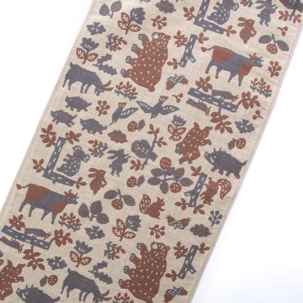 katakata Forest and Animals Face Towel, Brown