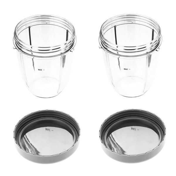 Hicello 18oz Cup with Lid Replacement Parts for Nutribullet 600W/900W Blender Juicer Accessories, Pack of 2