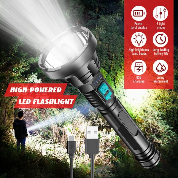Rechargeable LED Flashlight Tactical Police Super Bright Torch 3 Mode Light Lamp