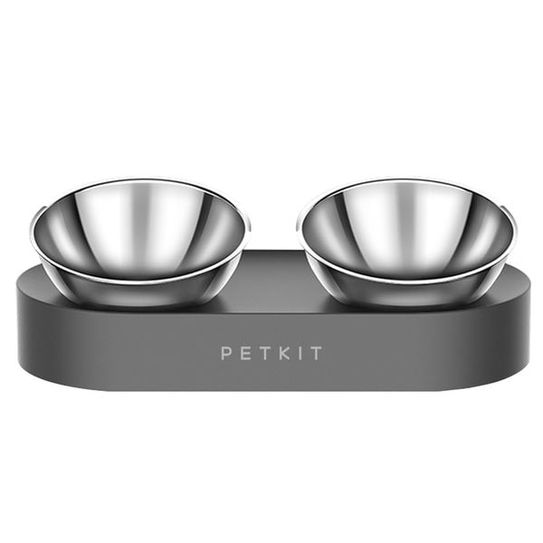 PETKIT Raised Dog Cat Food Bowl 304 Stainless Steel, Elevated Pet Food and Water Bowl Dishes, Elevated Cat Bowls, Non-Slip Tilted Cat Bowl No Spill