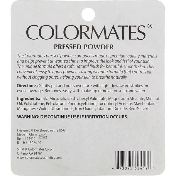 Colormates Pressed Powder, Natural Beige 62412, 0.35 oz