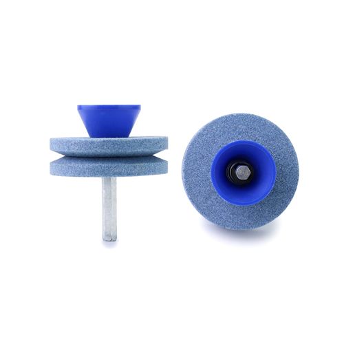 QWORK® 3PCS Lawnmower Sharpener, Garden Tool Sharpener, Double-Layer Corundum Grindstone Rotary Tool Accessories for Power Drill Hand Drill