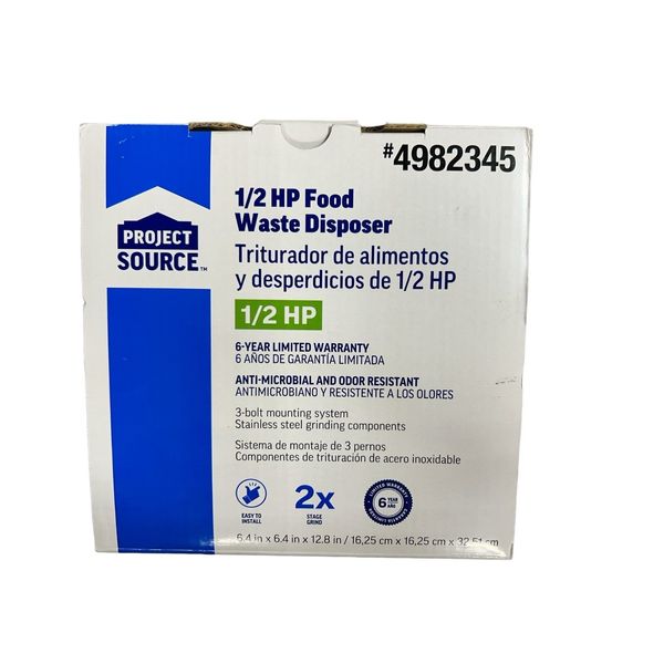 PROJECT SOURCE 4982345 UNIVERSAL 1/2 HP FOOD WASTE DISPOSER DISPOSAL b