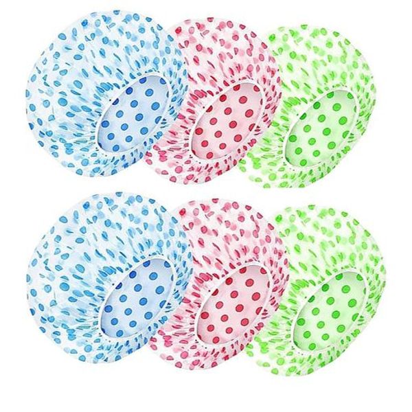 Set of 6 unisex shower caps, hair caps for adults, reusable, waterproof, bath caps, shampoo hats, for adults, prevents oily fumes, bath caps, for washing your face, for dyeing your hair, for bathing, cooking, for commercial use, reusable, elastic hair cap