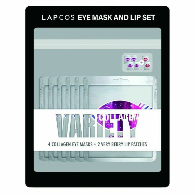 LAPCOS 4 Collagen Eye Masks + 2 Very Berry Lip Patches