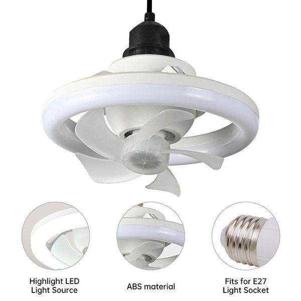 Modern LED Ceiling Fan with Light E27 Adjustable Bedroom Living Room Fan Lamp