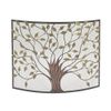 Fireplace Screen Tree/Leaf Cut-Outs Curved Shape Metal Mesh 1-Panel, Litton Lane