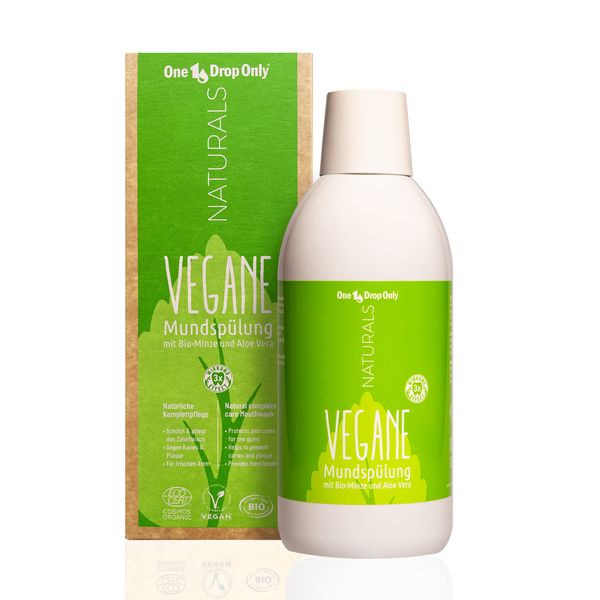 One Drop Only Naturals – 500 ml Vegan Mouthwash with Organic Mint & Organic Aloe Vera / ÖKO-TEST Overall Result "Good", Ingredients "Very Good" / Vegan Mouthwash for Natural & Sustainable Oral Hygiene