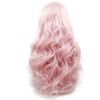 Pink Wig Glueless Lace Front Wigs Long Curly Wavy Pastel Peach Pink Real Hair Wigs for Women Handmade Synthetic Lace Front Wigs Pre Plucked Heat Resistant Cosplay Drag Queen colorful women's wigs 24"