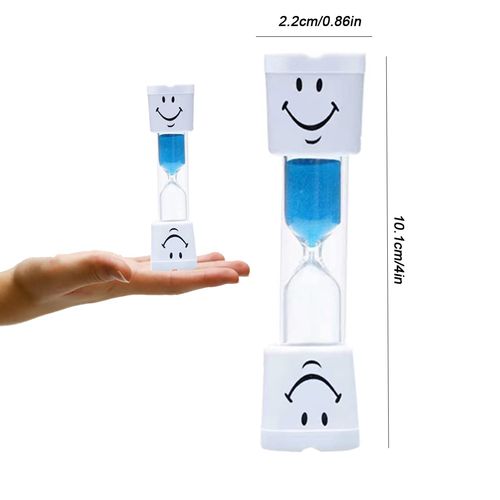 Androxeda Pack of 2 Hourglass Timer Smiley Toothbrush Hourglass Colourful Sand Egg Timer Hourglass Timer for Kitchen Children Teeth Brushing Home, Office and Play Timer (Pink + Blue, Approx. 3