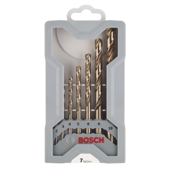 Bosch 2 608 589 296 Metal Drill Bit Set for Mini X-Line HSS-Co, 135° - 2; 3; 4; 5; 6; 8; 10mm (Pack of 7)