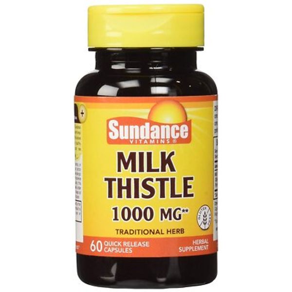 Sundance Milk Thistle Herbal Supplement Quick Release Capsules 1000 mg 60 Count