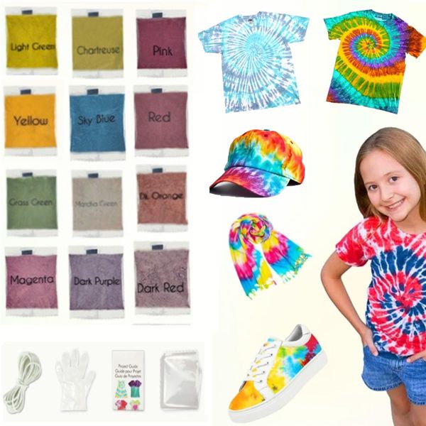 KARLOR Tie Dye Kit,12 Textilfarbe Batikfarben Stoffmalfarben Set für DIY Textil Kleidung selbst färben, Stoff Batik Set für Hemden Hoodie Shirts Erwachsene Kinder Handgemachte Projekte(ohne Flasche)