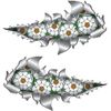 Small Size White Yorkshire Rose Metal Rip Open Sticker
