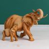 Wood Effect Elephant and Baby Ornament