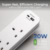 2 SKT EU Travel EXT Lead + 2 X USB (A+C)