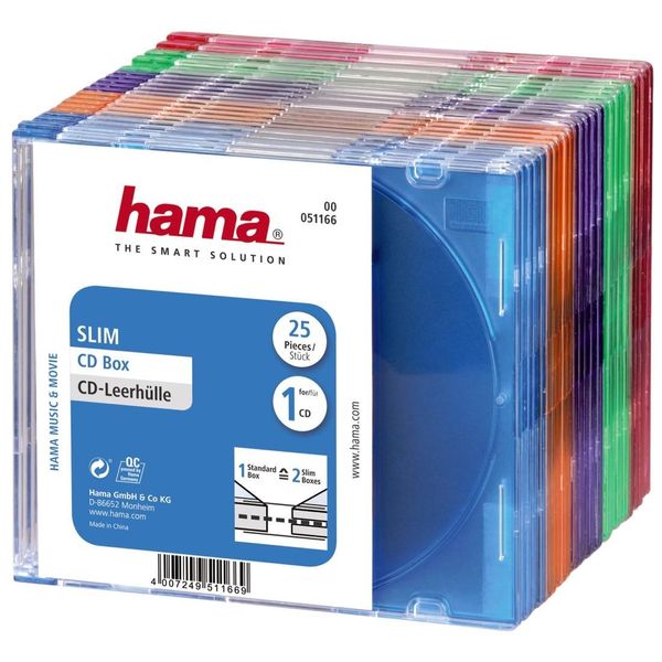 Hama Slim CD Cases | Pack of 25 | Multicoloured