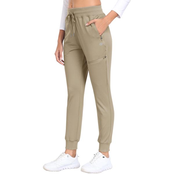 MoFiz Warme Jogginghose Damen Winter Sweatpants lang Trainingshose Waterproof Joggers Sweatpants outdoorhosen Khaki L