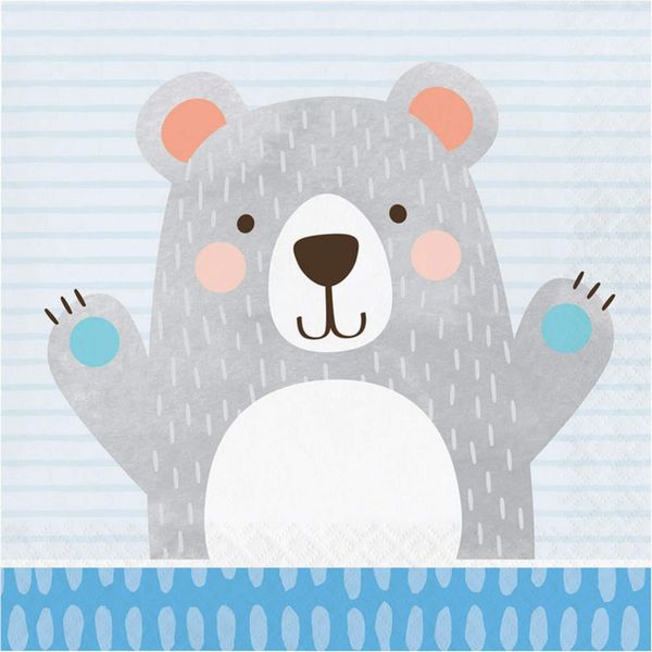 Creative Converting 336059 Bear Party Napkins, 6.5", Multicolor