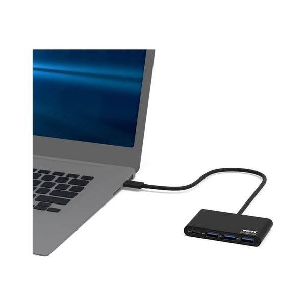 Port Designs Type C to 3 USB 3.0 and Type C Hub - Silver