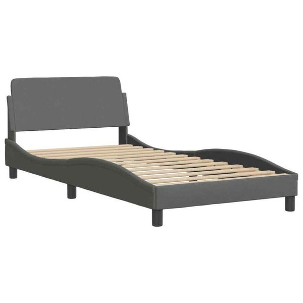 Bed Frame with Headboard Platform Dark Gray 39.4"x74.8" Twin Fabric vidaXL