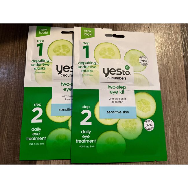 2 X Yes To Cucumbers 2-Step Eye Kit- Under Eye Masks & Dark Circle Treatment