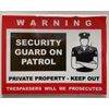 Security Guard On Patrol Warning Stickers / 6 Pack + FREE Shipping