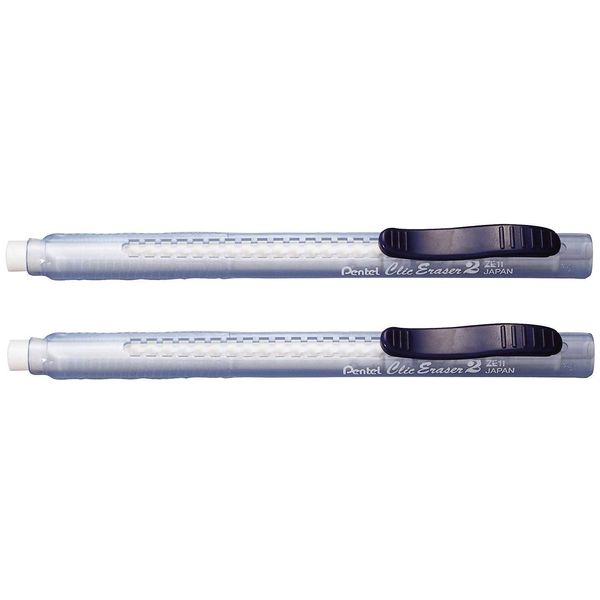 Pentel Clic Stick Eraser Rubber Holder - Blue Barrel - White Eraser (2)