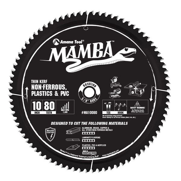 Mamba  10-Inch 80-Tooth Miter Saw Blade For Non Furrous Metals & Plastic