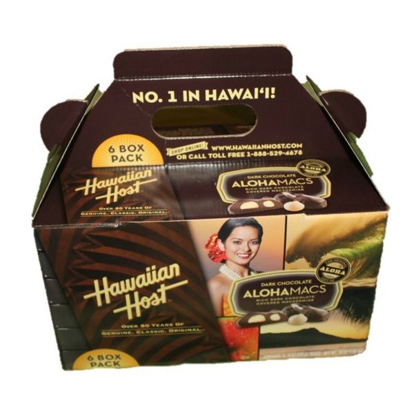 Dark Chocolate Covered Macadamia Nuts by Hawaiian Host (6 Box Tote),5 ounces