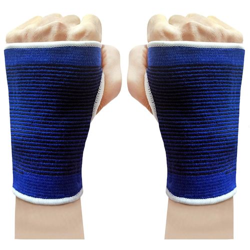 JUSDIQIR Palm Brace Wrist Support Sleeves (1 Pair), Everyday Use Wrist Brace, Compression Carpal Tunnel for Wrist Pain Relief, Fitness Gloves, Sports Glove, Wrist Brace for Men and Women (M, Blue)