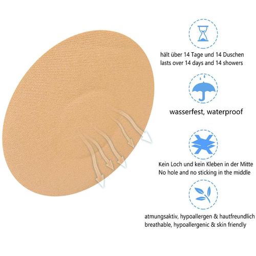 LiangMai 20 Pack Freestyle Adhesive Patches for Libre 3，Waterproof Sensor Covers with No Glue on The Center,for Kids,Men,Women,Long Fixation for Your Sensor(Beige)