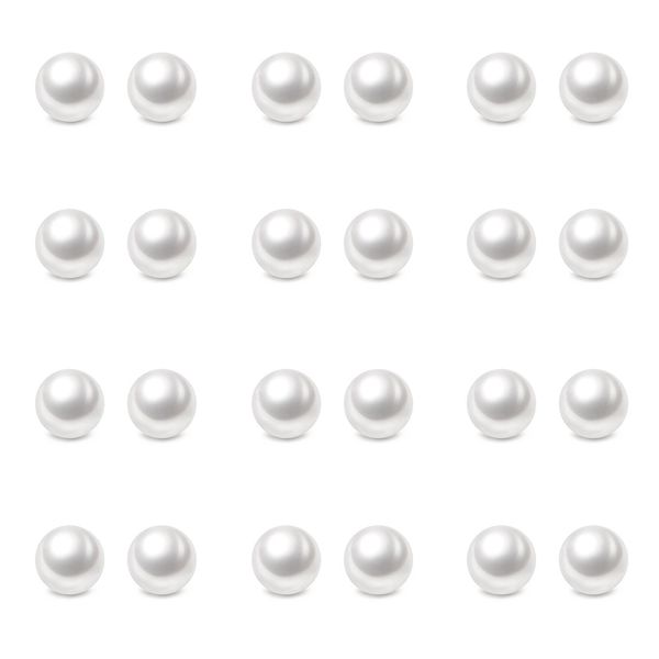 Charisma 6mm Composite Pearl Earrings Round Ball Pearls Stud Earrings Hypoallergenic 12 Pairs Imitation Pearl Earrings Set for Girls Women