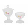 Glass Buddha Tea Set (rice and water container), cherry blossom pattern (cloudy white)