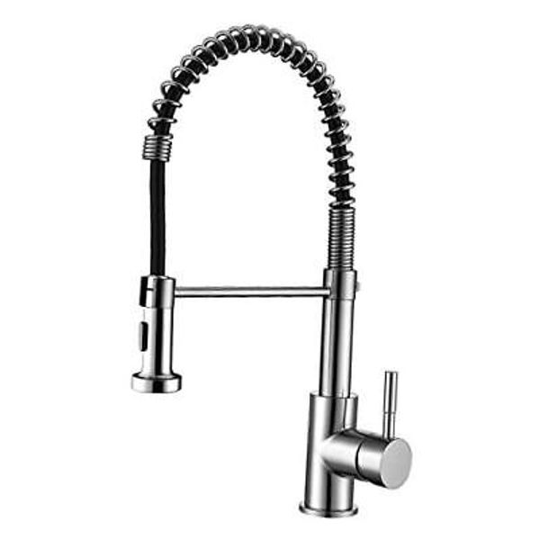 Pull Down Kitchen Sink Faucet Single Handle Spring Kitchen Faucet Silver