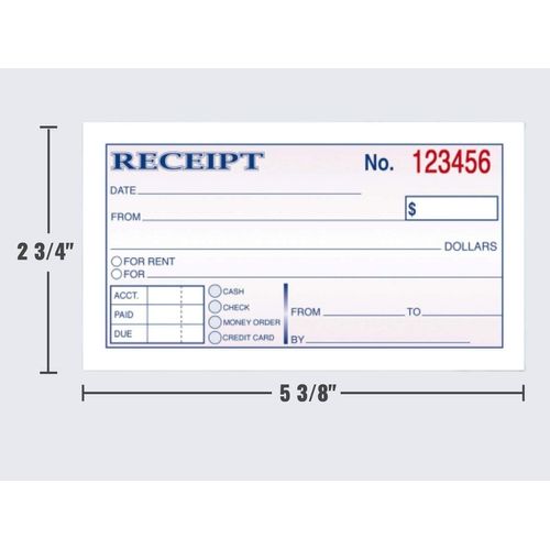 1InTheOffice Money and Rent Receipt, 2-3/4 x 5-3/8 Inches, 2-Parts, Carbonless, White/Canary, 50 Sets per Book (4 Books)