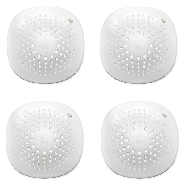 Ocello Drain Cover (Approx. 5.7 x 5.7 inches (14.5 x 14.5 cm) Hair Catcher [Silicone] (White, 4)