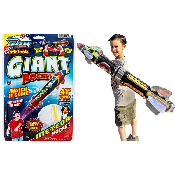 JA-RU Giant 41" Inflatable Rocket Ship Toy (1 Unit) Space Themed Party Decorations for Kids. Inflatable Pool Accessories. Solar System Toys & Astronaut Party Favors. 5802-1