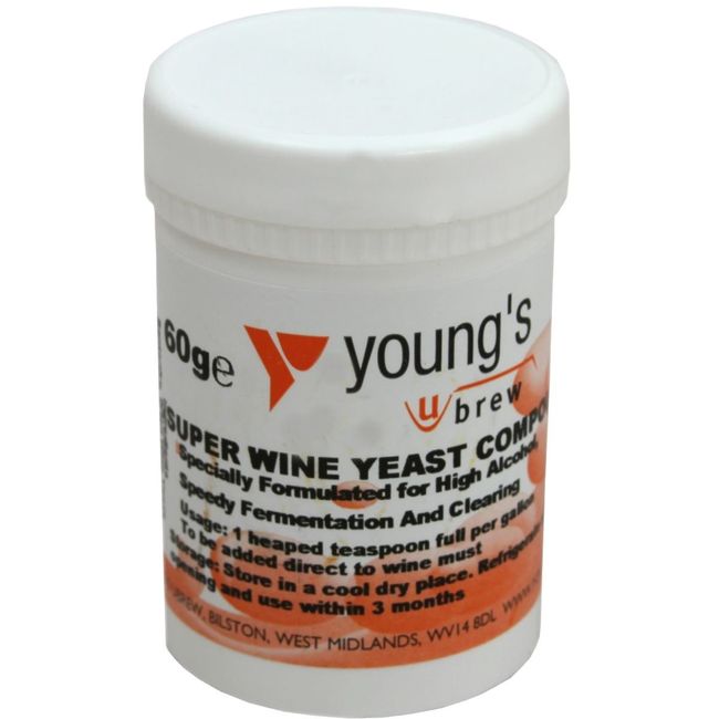 Youngs Brew Home Brewing Super Wine Yeast Compound For High Alcohol 60g