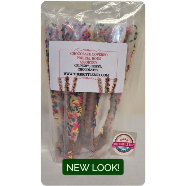 Chocolate Covered Pretzel Rods 16 Pieces and Mini Chooclate Pretzel Twists Sampler Pack