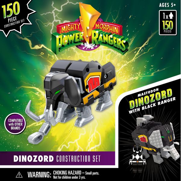 Mighty Morphin Power Ranger Toy - 150 Pcs Action Figure Construction Set - Receive 1 of 4 Dinozords + Ranger Minifigure + Decals for Kids Ages 5+ - Compatible with Other Construction Bricks