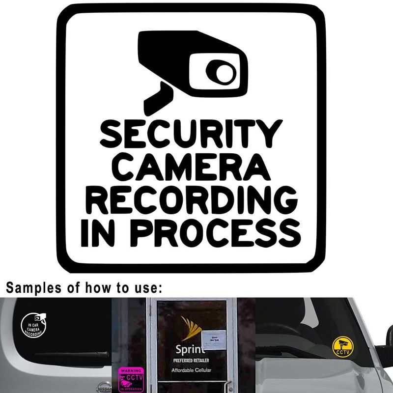 Security Camera Recording in Progress Warning Vinyl Decal Stickers Car ...