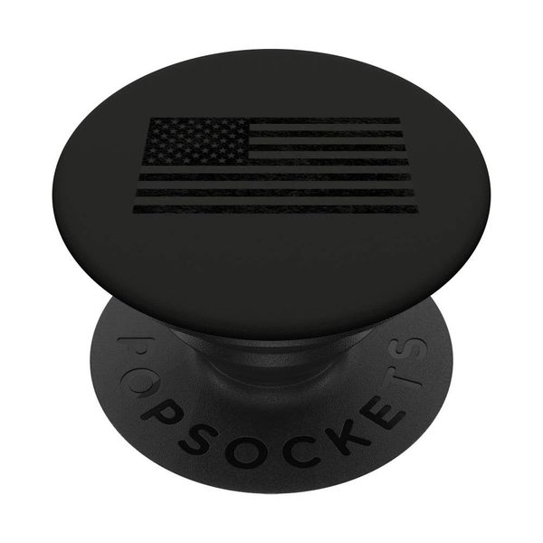 Black and Gray American Flag Design PopSockets Swappable PopGrip
