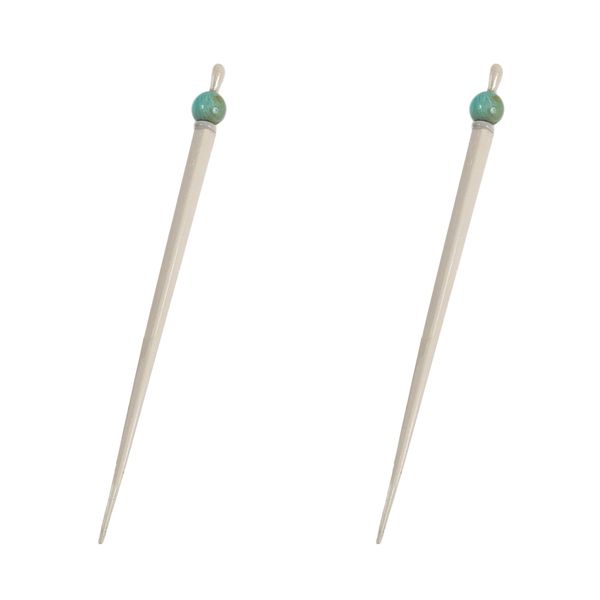 Caravan Decorated Wooden Chop Stick with Turquoise Bead Pear Drop Top and Spacer in Pair