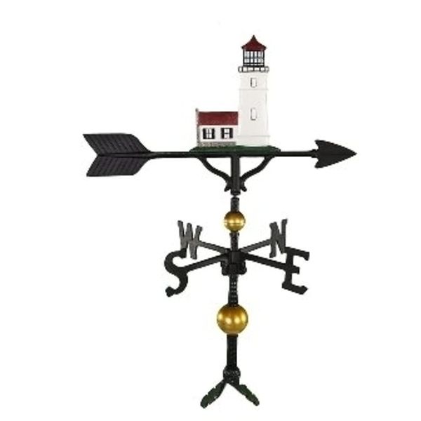 Montague Metal Products 32-Inch Deluxe Weathervane with Color Cottage Lighthouse Ornament