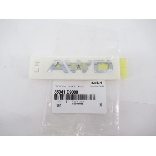 OEM Genuine Kia Left (Driver Side) Front All Wheel Drive Emblem 86341 D9000 86341D9000