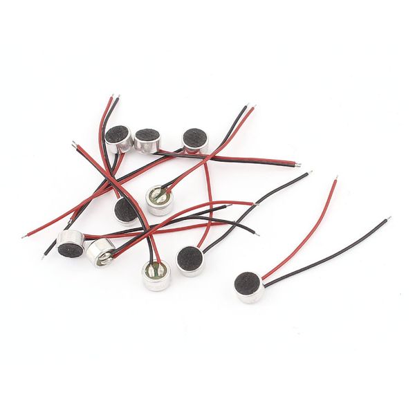 sourcing map 10pcs 6mm x 3.5mm Mini Electret Microphone Condenser Pickup w Lead