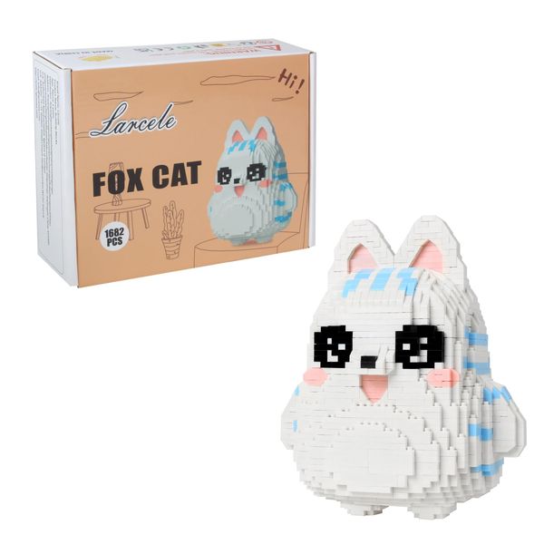 Larcele Animal Series Micro Building Blocks Animal Set, DIY Mini 3D Building Toy Bricks,1682 Pieces KLJM-07 (Fox Cat)